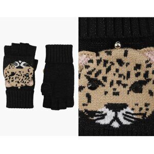 Kate Spade New York Women's Leopard-Face Flip-Top Wool  Mittens